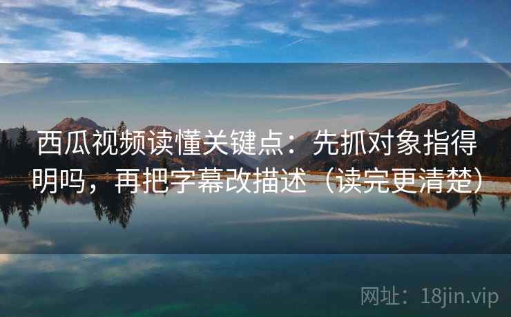 西瓜视频读懂关键点：先抓对象指得明吗，再把字幕改描述（读完更清楚）  第2张