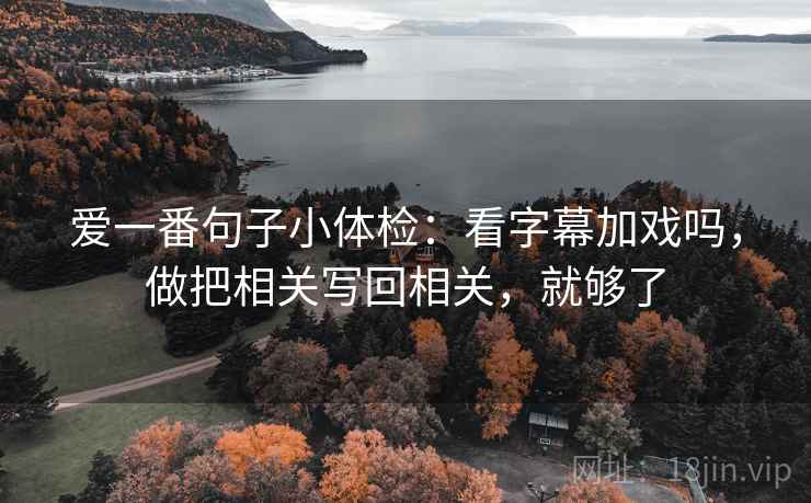 爱一番句子小体检：看字幕加戏吗，做把相关写回相关，就够了